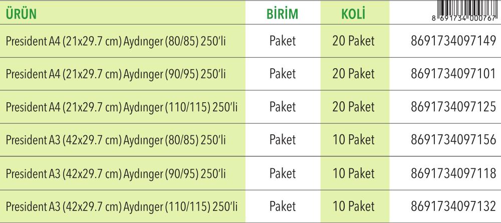 A4 / A3 Tabaka Aydıngerler