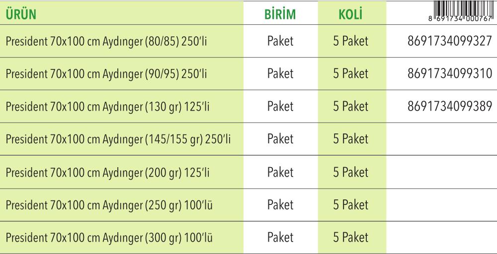 70x100 Tabaka Aydıngerler