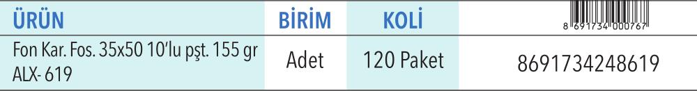 Fosforlu Fon Kartonu 35x50 10'lu Poşet (155 gr)