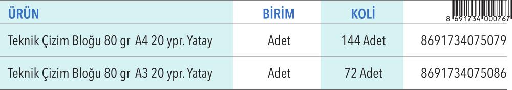 Teknik Çizim Bloğu A4 / A3 20 Yaprak (80 gr) Yatay