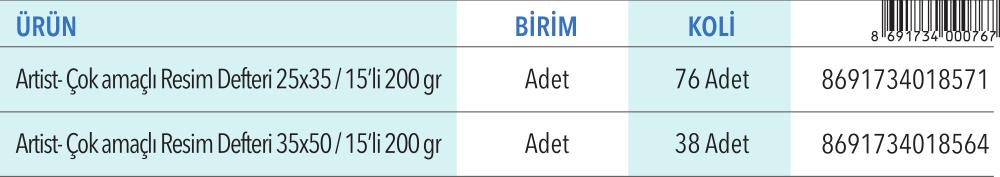 Çok Amaçlı Resim Defteri 25x35 / 35x50 15'li (200 gr)