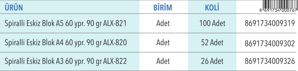 Spiralli Eskiz Bloklar 60 Yaprak A3 / A4 / A5 (90 gr)