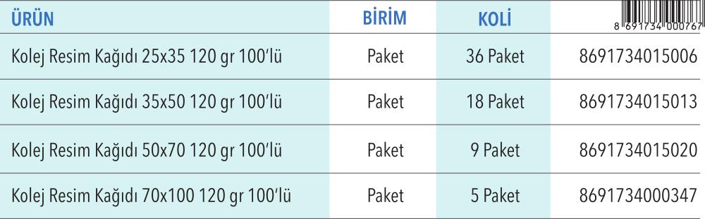 Kolej Resim Kağıtları (120 gr)