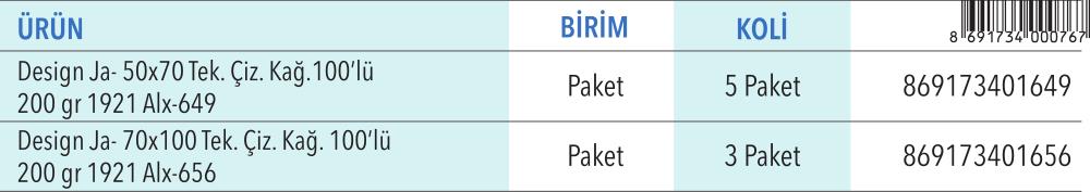 Design Ja Teknik Çizim Kağıdı 50x70 / 70x100 100'lü (200 gr)