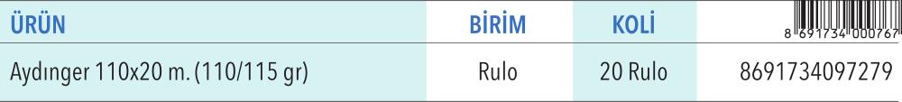 Elle Çizim Aydınger Ruloları 110x20 m. (110 / 115 gr)