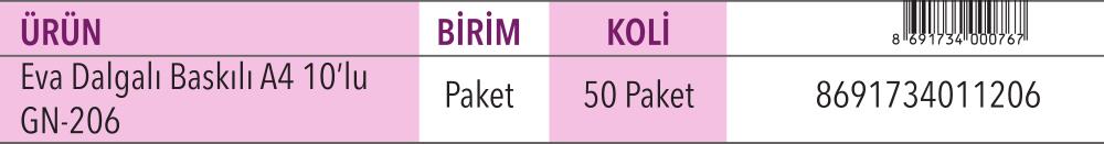 Eva Dalgalı Baskılı A4 10'lu Karışık