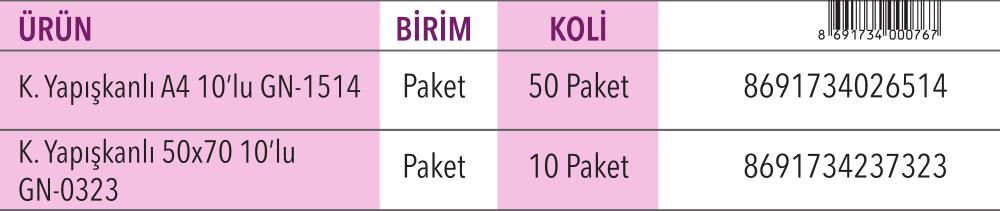 Yapışkanlı Keçe A4 10'lu Karışık