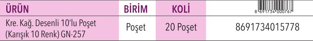 Krepon Kağıdı Desenli 10'lu (Karışık 10 Renk)