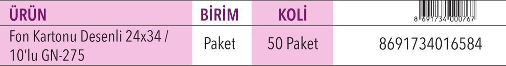Desenli Fon Kartonu 24x34 10'lu