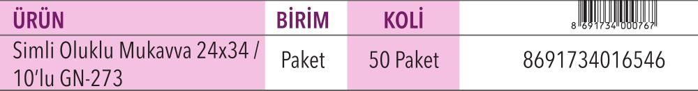 Simli Oluklu Mukavva 24x34 10'lu