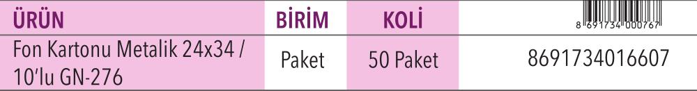 Metalik Fon Kartonu 24x34 10'lu