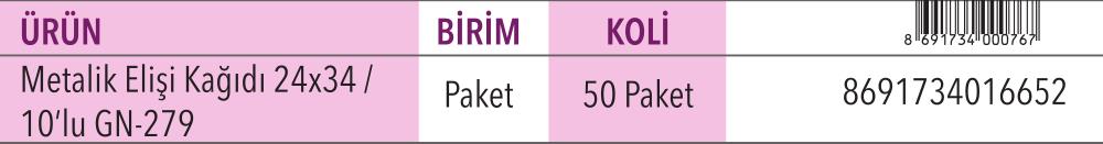 Metalik Elişi Kağıdı 24x34 10'lu
