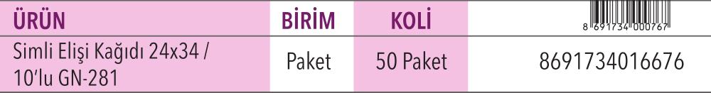 Simli Elişi Kağıdı 24x34 10'lu