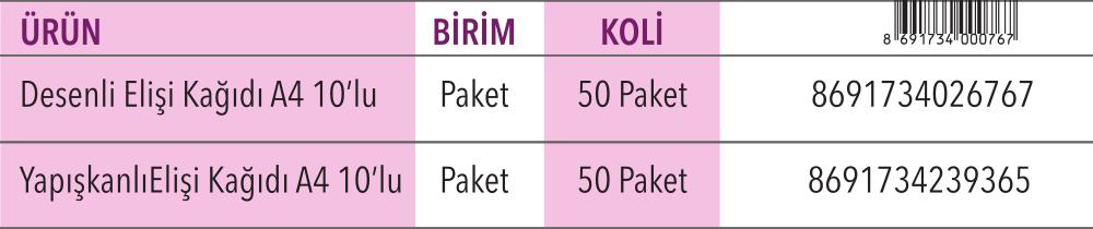 Desenli Elişi Kağıdı A4 10'lu