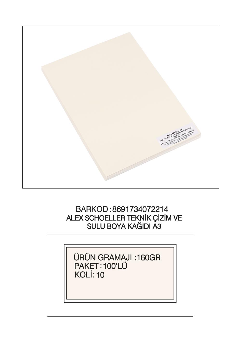 Teknik Çizim ve Suluboya Kağıtları A3 / A4 / 25x35 / 35x50 / 50x70 / 70x100 (160 gr)