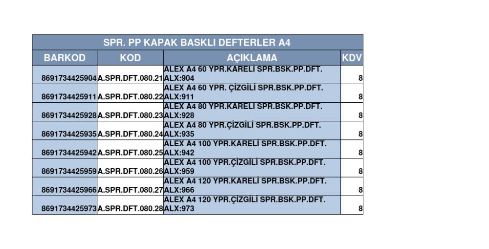 Alex Schoeller Spr Baskılı Defter A4 (70gr)